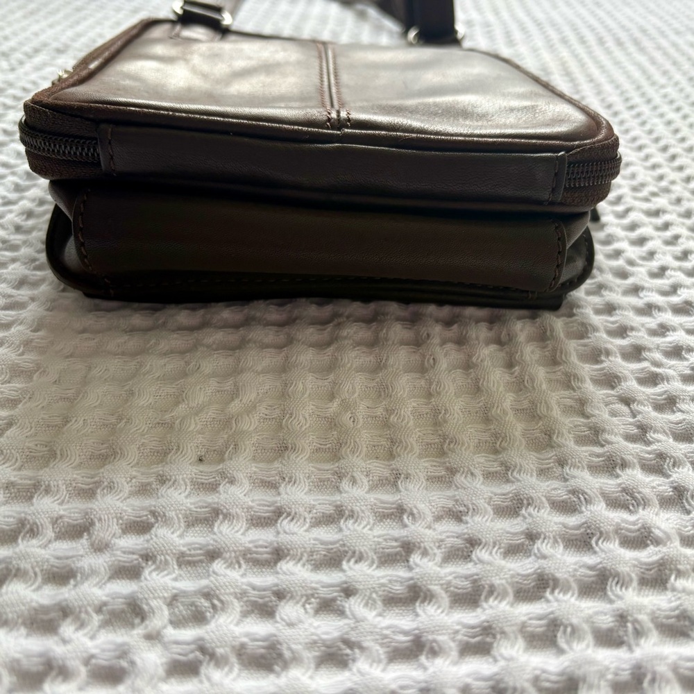 Fossil Vintage Dark Brown Pebbled Leather Crossbody Bag Purse - Picture 7 of 7